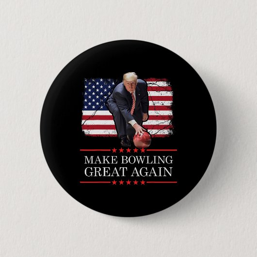 Make Bowling Great Again - Lustige Trump Bowling P Button (Vorderseite)
