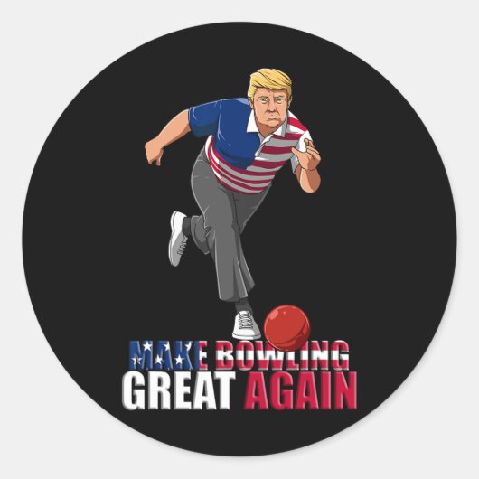 Make Bowling Great Again - Lustiges Trump Bowling  Runder Aufkleber (Vorderseite)