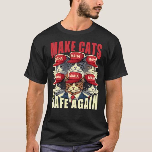 Make Cats Safe Again Red Cat Hat Maha 2024 Debate T-Shirt (Vorderseite)