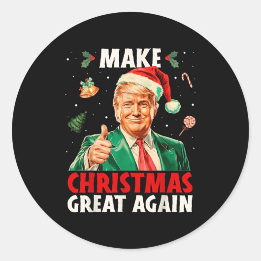 Make Christmas Great Again Funny Santa Trump 2025 Runder Aufkleber (Vorderseite)