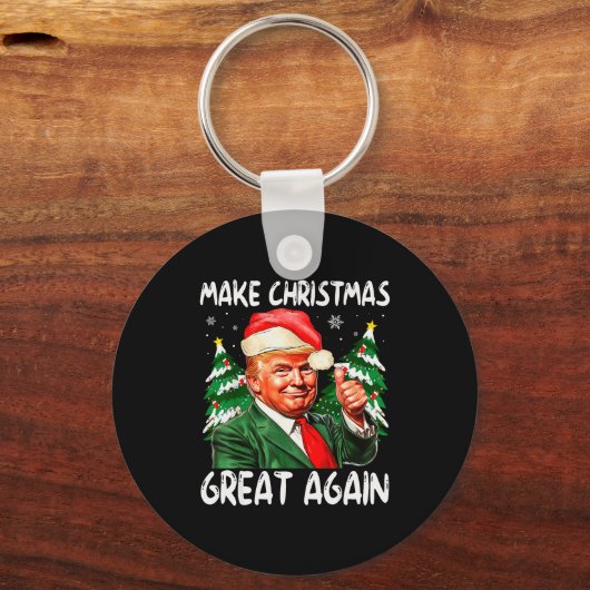 Make Christmas Great Again Funny Santa Trump 2025  Schlüsselanhänger (Vorderseite)
