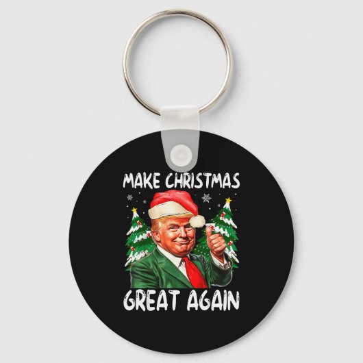 Make Christmas Great Again Funny Santa Trump 2025 Schlüsselanhänger (Vorderseite)