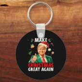 Make Christmas Great Again Funny Santa Trump 2025  Schlüsselanhänger (Vorderseite)