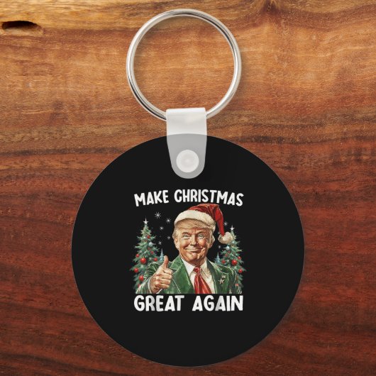 Make Christmas Great Again Funny Santa Trump 2025 Schlüsselanhänger (Vorderseite)
