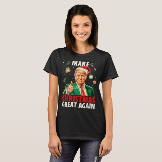 Make Christmas Great Again Funny Santa Trump 2025 T-Shirt (Vorne ganz)