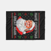 Make Christmas Great Again Lustiger Weihnachtsmann Fleecedecke (Vorderseite (Horizontal))