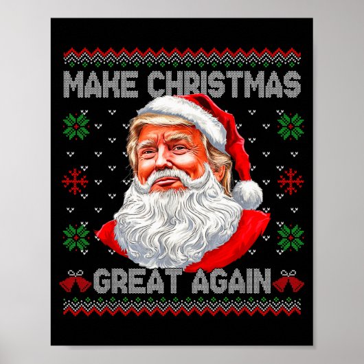 Make Christmas Great Again Lustiger Weihnachtsmann Poster (Vorne)