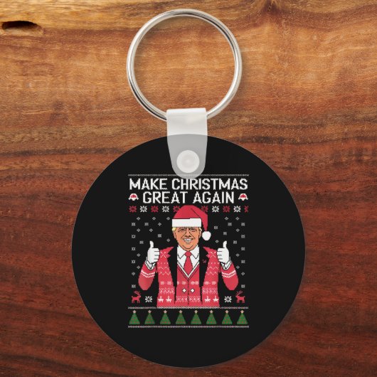 Make Christmas Great Again Trump Pajamas Ugly  Schlüsselanhänger (Vorderseite)