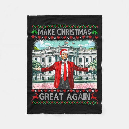 Make Christmas Great Again Xmas Funny Trump Pajama Fleecedecke (Vorderseite)