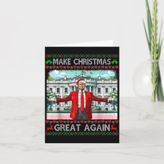 Make Christmas Great Again Xmas Funny Trump Pajama Karte (Vorderseite)