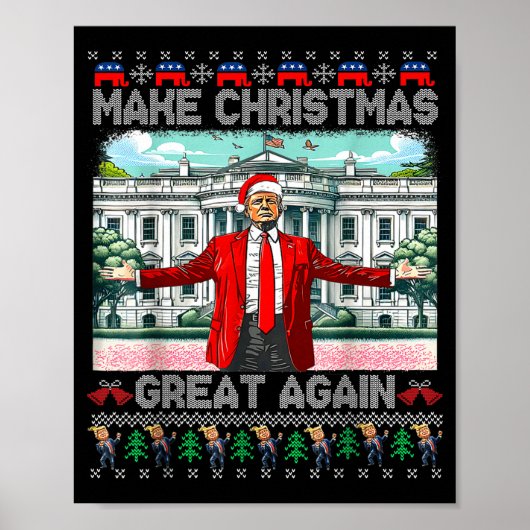 Make Christmas Great Again Xmas Funny Trump Pajama Poster (Vorne)