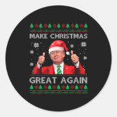 Make Christmas Great Again Xmas Funny Trump Pajama Runder Aufkleber (Vorderseite)