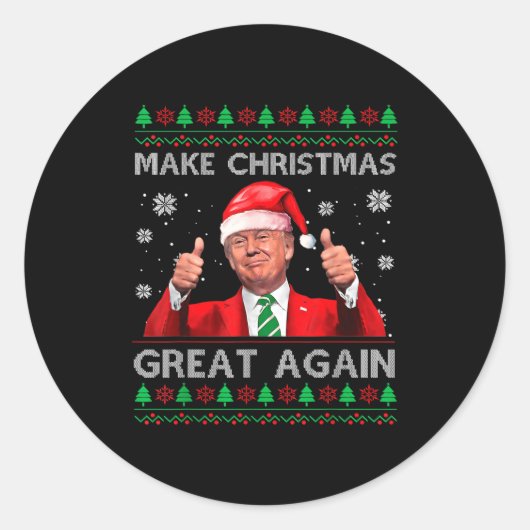 Make Christmas Great Again Xmas Funny Trump Pajama Runder Aufkleber (Vorderseite)