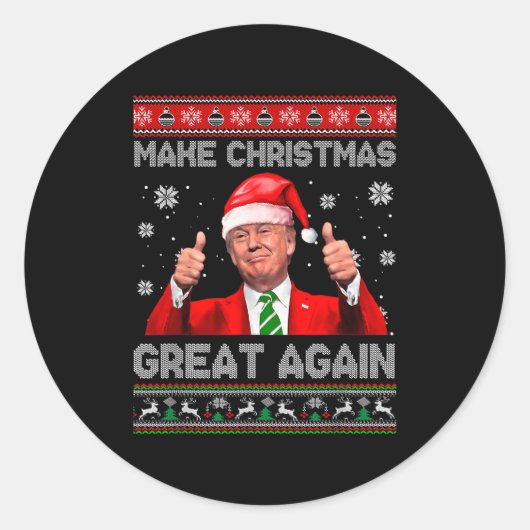 Make Christmas Great Again Xmas Funny Trump Pajama Runder Aufkleber (Vorderseite)