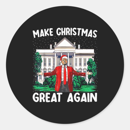 Make Christmas Great Again Xmas Funny Trump Pajama Runder Aufkleber (Vorderseite)
