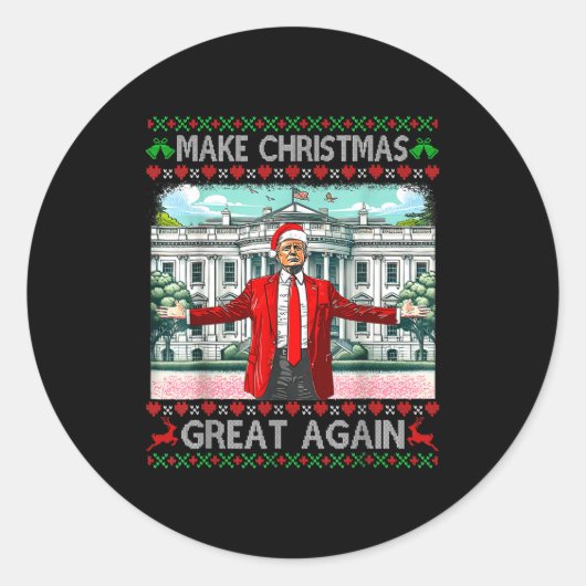 Make Christmas Great Again Xmas Funny Trump Pajama Runder Aufkleber (Vorderseite)