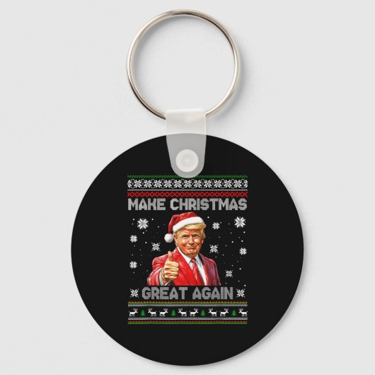 Make Christmas Great Again Xmas Funny Trump Pajama Schlüsselanhänger (Vorderseite)