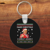 Make Christmas Great Again Xmas Funny Trump Pajama Schlüsselanhänger (Vorderseite)