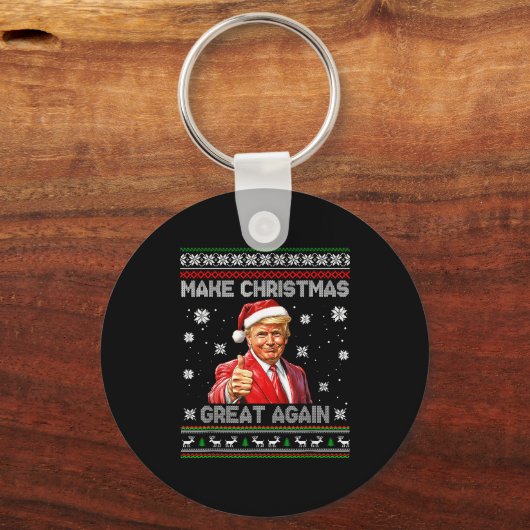 Make Christmas Great Again Xmas Funny Trump Pajama Schlüsselanhänger (Vorderseite)