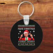 Make Christmas Great Again Xmas Funny Trump Pajama Schlüsselanhänger (Vorderseite)