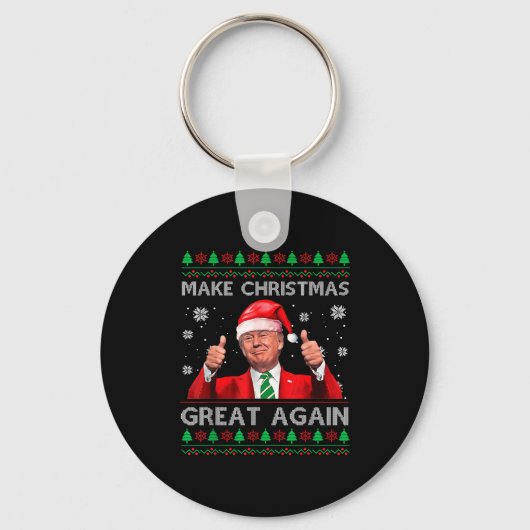Make Christmas Great Again Xmas Funny Trump Pajama Schlüsselanhänger (Vorderseite)