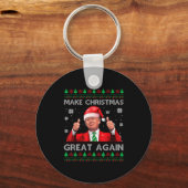 Make Christmas Great Again Xmas Funny Trump Pajama Schlüsselanhänger (Vorderseite)