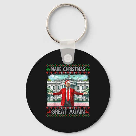 Make Christmas Great Again Xmas Funny Trump Pajama Schlüsselanhänger (Vorderseite)