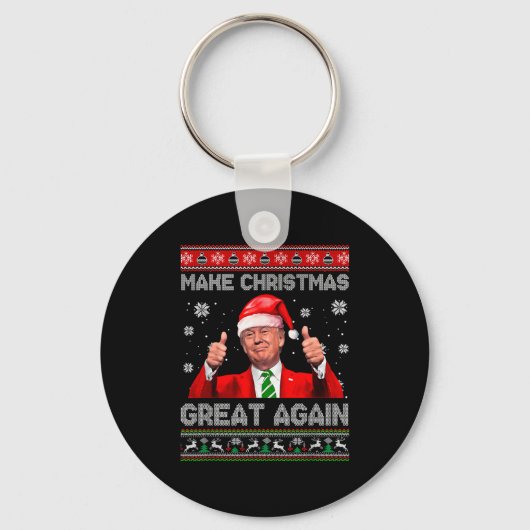Make Christmas Great Again Xmas Funny Trump Pajama Schlüsselanhänger (Vorderseite)