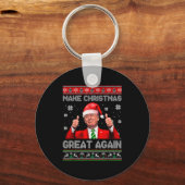 Make Christmas Great Again Xmas Funny Trump Pajama Schlüsselanhänger (Vorderseite)