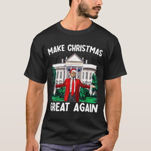 Make Christmas Great Again Xmas Funny Trump Pajama T-Shirt (Vorderseite)