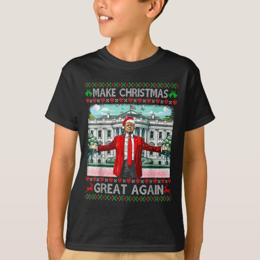Make Christmas Great Again Xmas Funny Trump Pajama T-Shirt (Vorderseite)