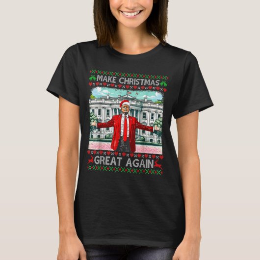 Make Christmas Great Again Xmas Funny Trump Pajama T-Shirt (Vorderseite)