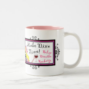 "Make Diva Time"/ Relax Breathe Recharge Two-Tone Zweifarbige Tasse