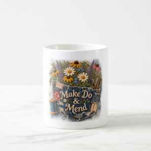 Make Do & Mend – Jeans Tasche Wildblumen Kaffee Kaffeetasse
