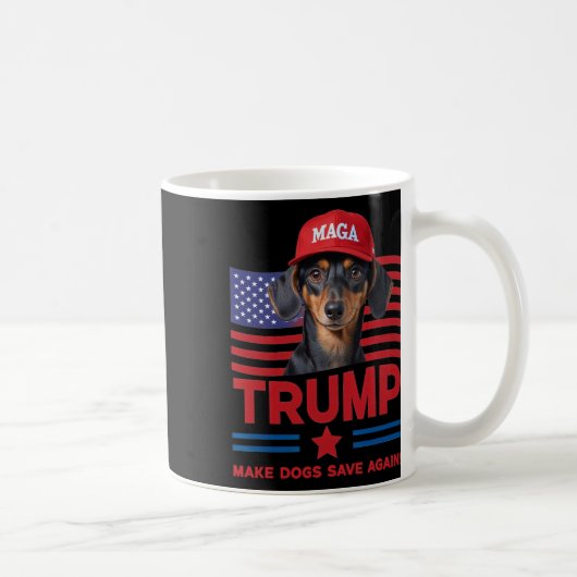 Make Dogs Save Again Funny Trump Puppy Mega Hat  Kaffeetasse (Rechts)