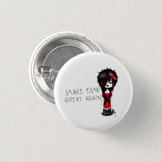 MAKE EMO GREAT AGAIN- Emo Zombie Girl- Button (Vorne & Hinten)