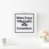 Make Every Tick Count Wall Clock [Text/Name] Quadratische Wanduhr (Zuhause)