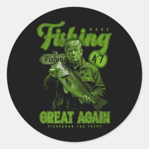 Make Fishing Great Again Lustig B Angeln Donald Tr Runder Aufkleber