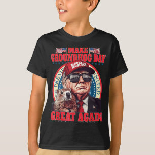 Make Groundhog Day Great Again Lustig Trump Hält T-Shirt