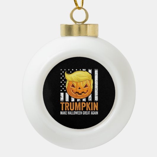 Make Halloween Great wieder Trumpkin Funny Hair Pu Keramik Kugel-Ornament (Vorderseite)