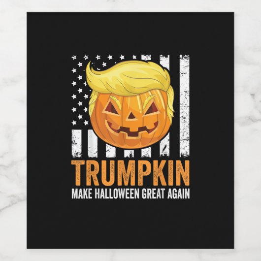 Make Halloween Great wieder Trumpkin Funny Hair Pu Weinetikett (Einzelnes Label)