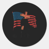 Make Heaven Crowded Christian Patriotic Cross Amer Runder Aufkleber (Vorderseite)