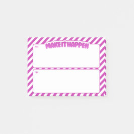 Make It Happen AM/PM Haftnotizen – rosa Streifen Post-it Klebezettel