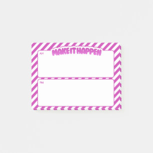 Make It Happen AM/PM Haftnotizen – rosa Streifen Post-it Klebezettel