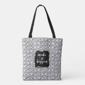 Make It Happen Black and White Swirl Tote Tasche (Rückseite)