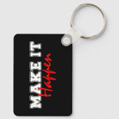 Make It Happen – Bold Red Motivational Quote Desig Schlüsselanhänger (Rückseite)