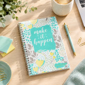 Make It Happen Inspirational Floral Notebook Notizblock