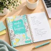 Make It Happen Inspirational Floral Notebook Notizblock