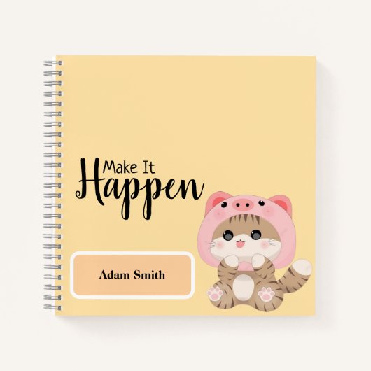 Make It Happen - Süße Tier-Themed Spiral Notebook Notizblock (Vorderseite)