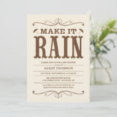 "Make it Rain" Vintage Babydusche Einladungen (Stehend Vorderseite)